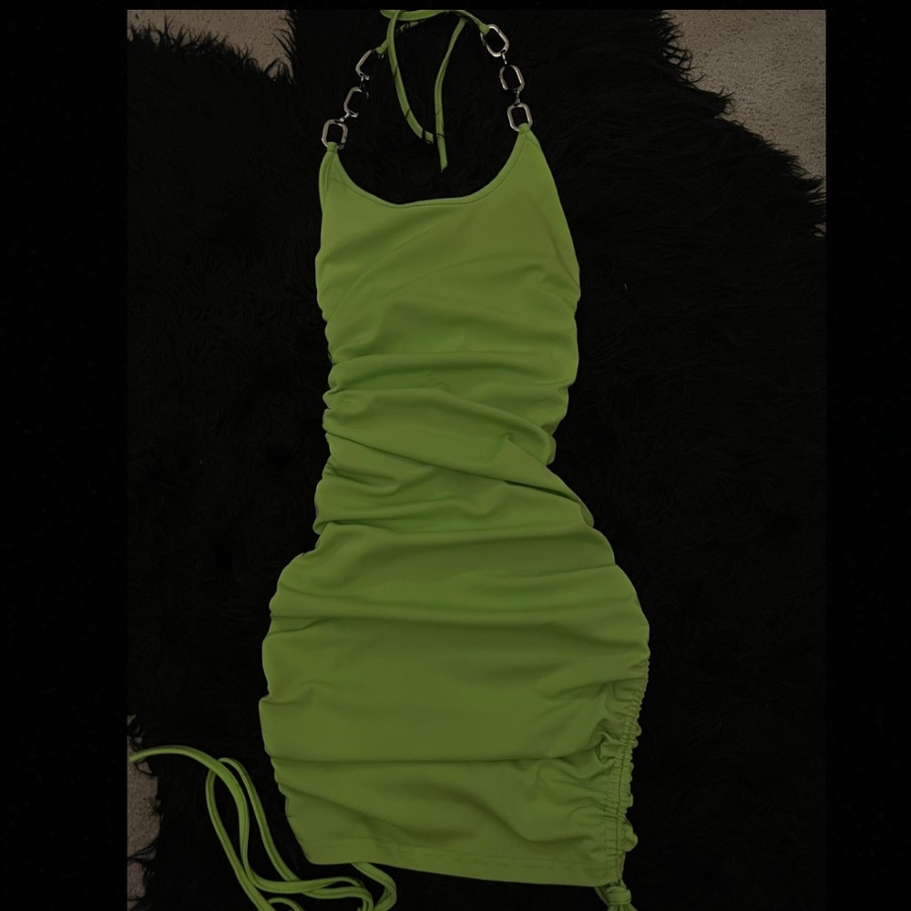 NEON GREEN CHAIN DRESS
